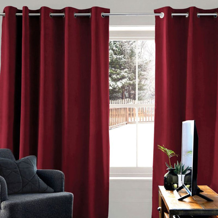 Rideau polyester isolant bordeau