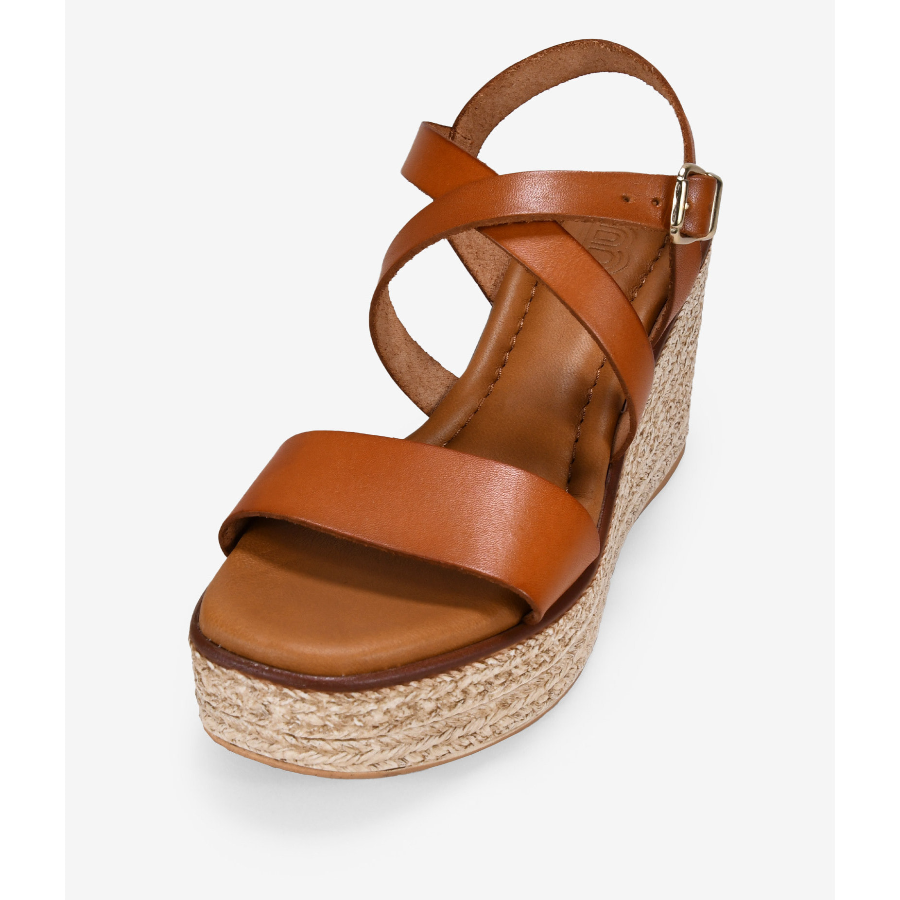 Sandalias marrones en piel con cuña