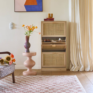 Tapis intérieur shaggy damier vieux rose et crème TAYLOR
