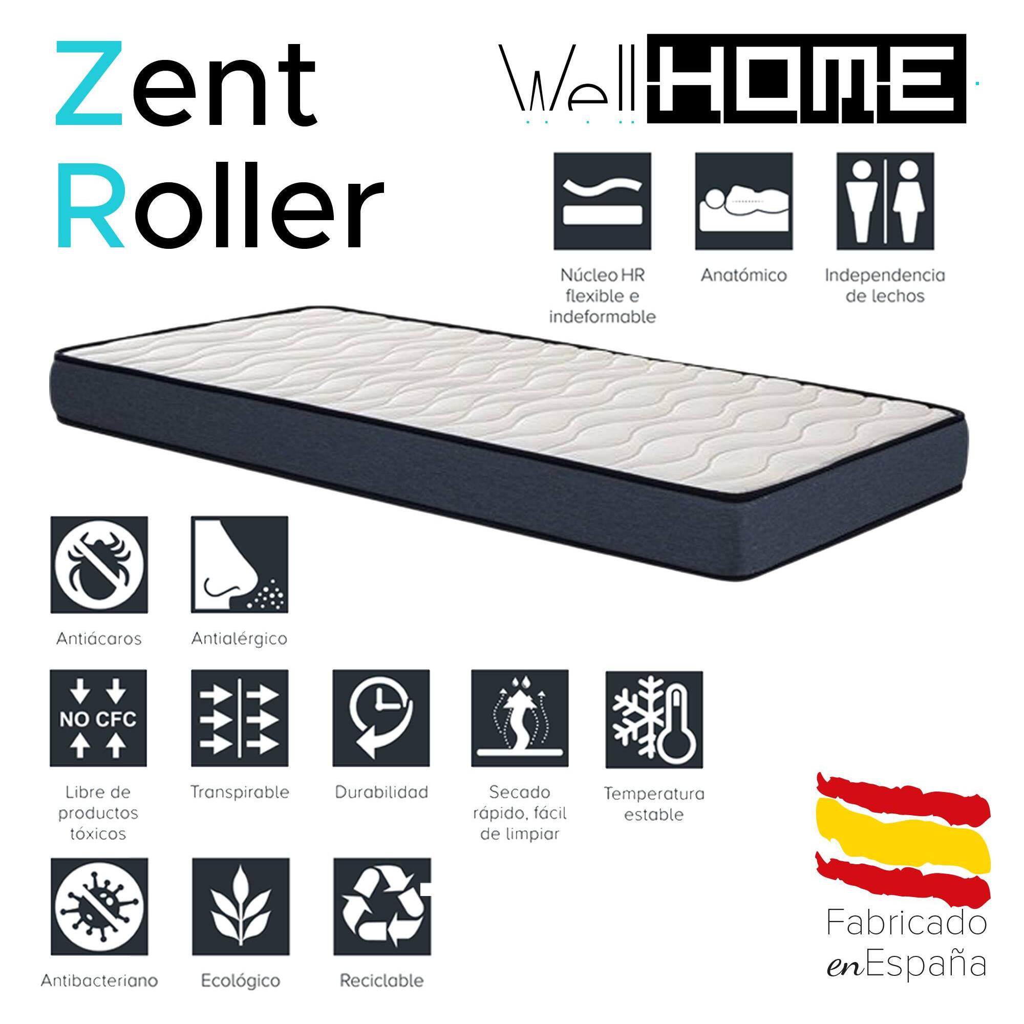 Colchón zent roller , medida 135x190cm (altura 17cm), transpirable, adaptable, atérmico