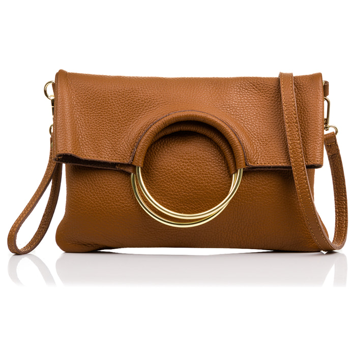 Borsa a Spalla da Donna Corinna. Vera Pelle Dollaro Made in Italy 29x5x20 Cm. Colore: pelle