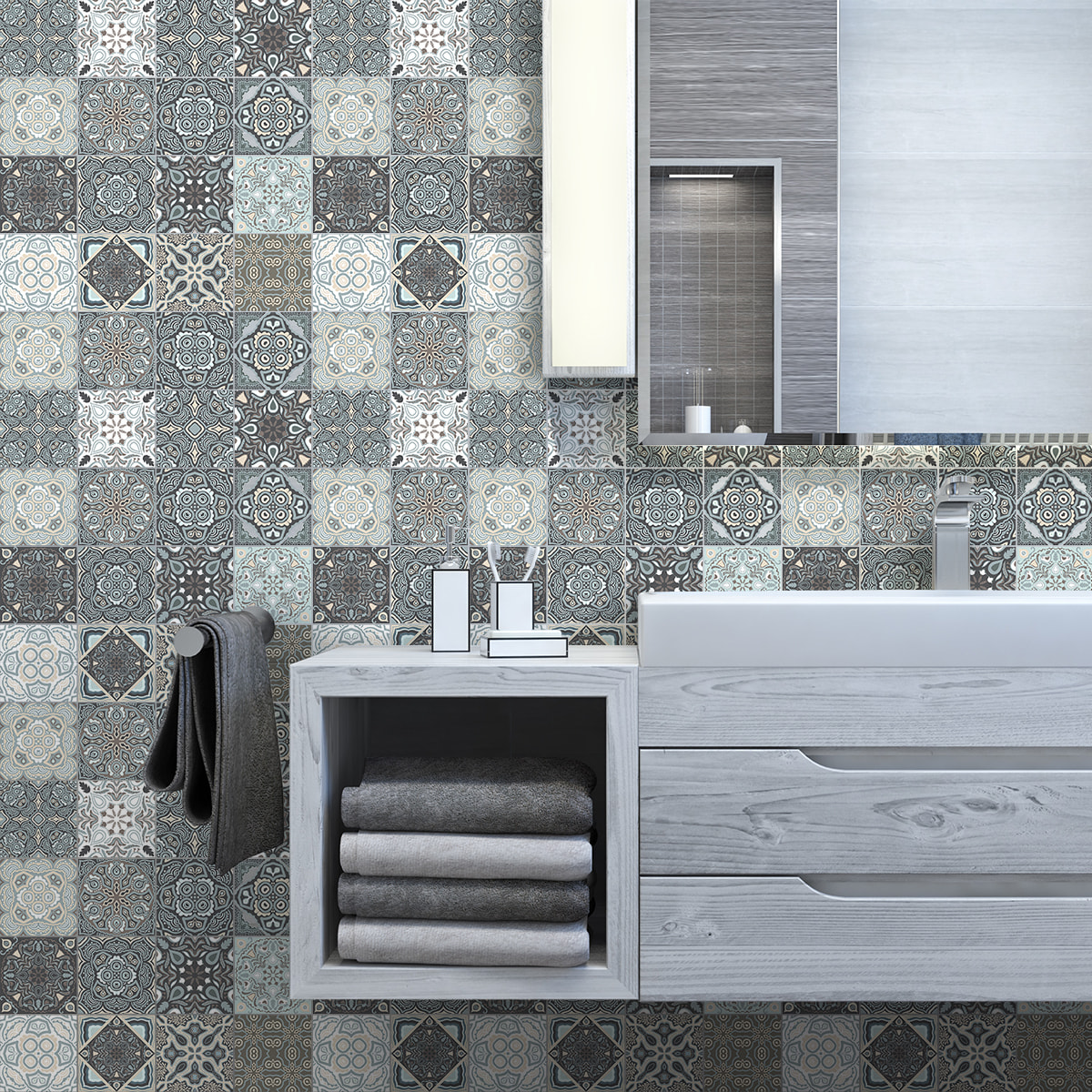 Stickers muraux - Sticker Mural Carrelage adhésif Cuisine Salle de Bain - 24 STICKERS CARRELAGES AZULEJOS SATURINO