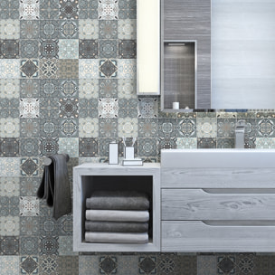 Stickers muraux - Sticker Mural Carrelage adhésif Cuisine Salle de Bain - 24 STICKERS CARRELAGES AZULEJOS SATURINO