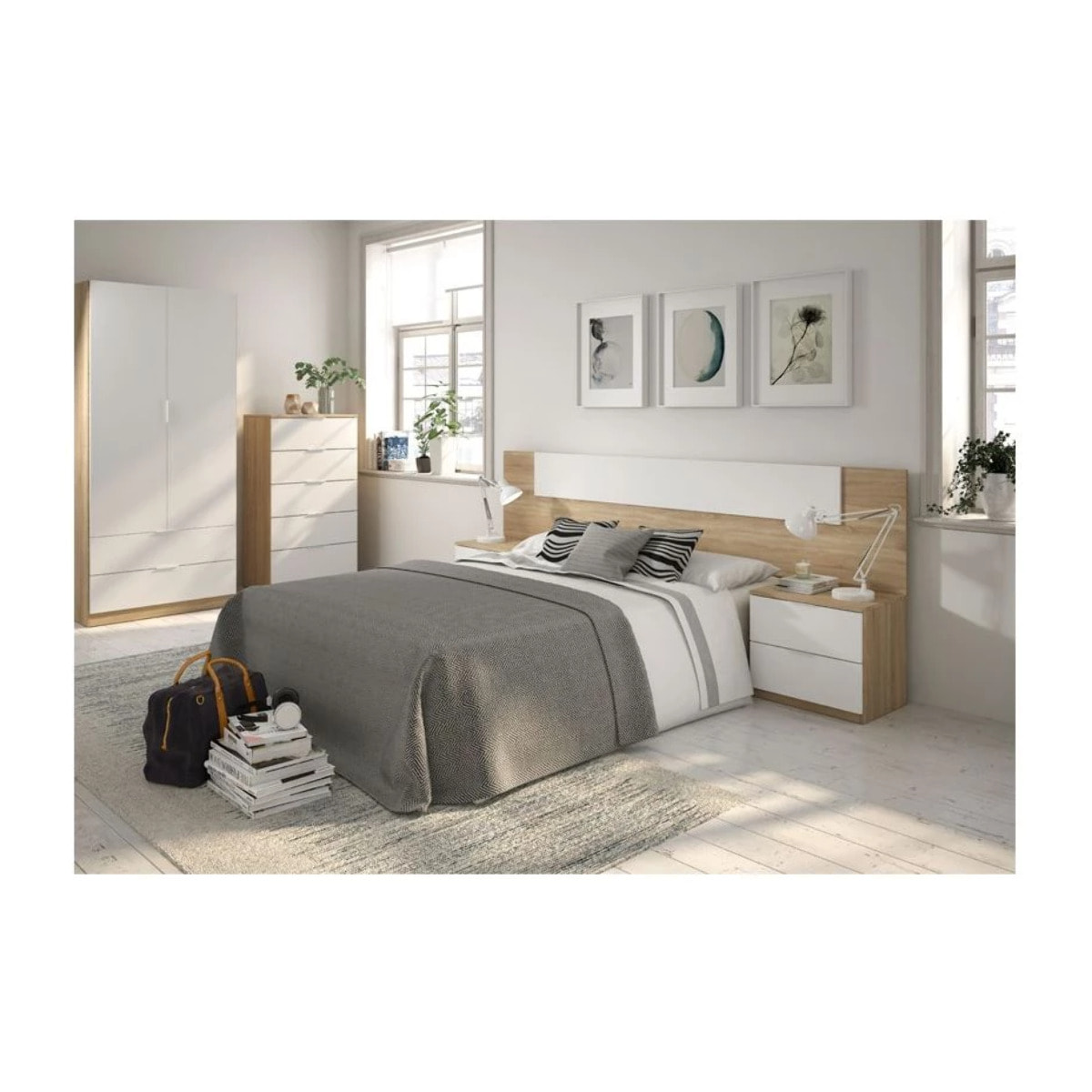 Cómoda Luca Blanco Artik (Blanco Mate) - Roble Canadian