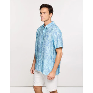 Camisa Manga Corta Azul - Westor