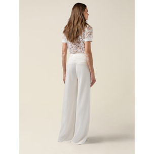 Oltre - Pantalones palazzo en tejido soft touch - Blanco