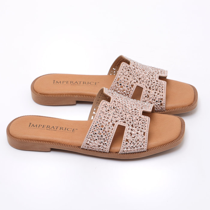 Ciabatte con strass in simil pelle con sottopiede comodissimo in memory