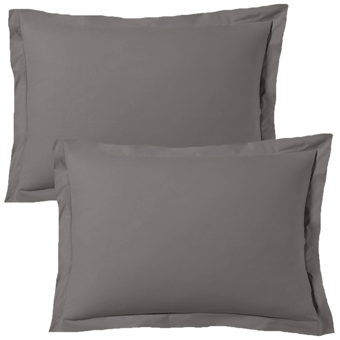 Lot de 2 taies d'oreiller satin de coton gris