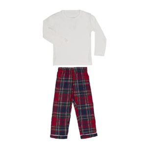 PIGIAMA ALLEGRINO in flanella quadro rosso blu e verde maglia grigio