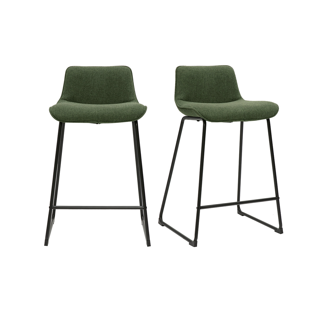 Tabourets de bar en tissu vert kaki et métal H65 cm (lot de 2) BOOST