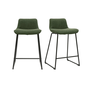 Tabourets de bar en tissu vert kaki et métal H65 cm (lot de 2) BOOST