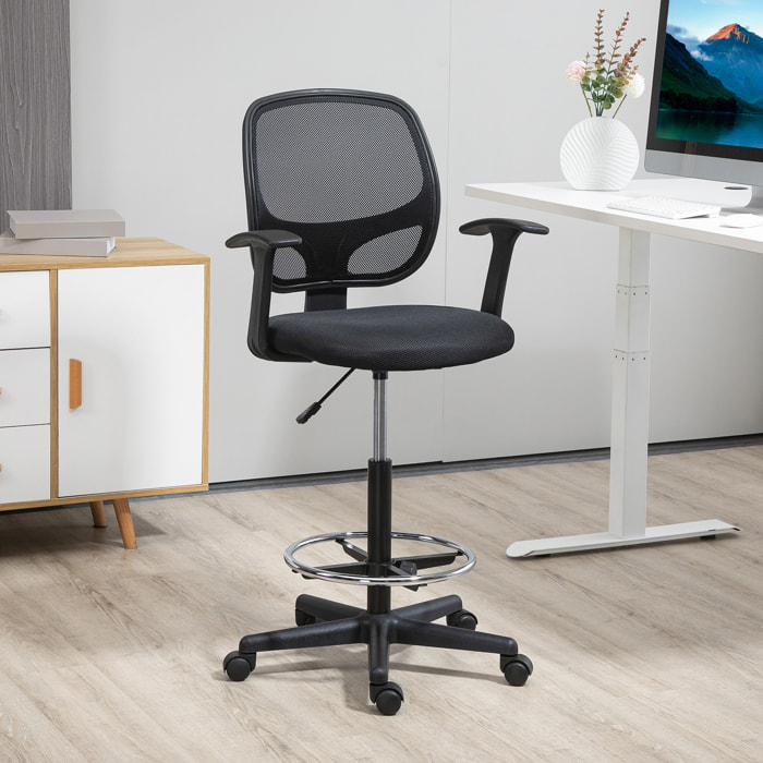 Chaise bureau ergonomique assise haute réglable 110-132cm pivotant 360° maille respirante noir