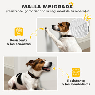 Barrera de Seguridad para Perros Retráctil 0-136 cm Puerta para Perros Pequeños Extensible con Interruptor de Cierre Red de Seguridad para Pasillos Escaleras Interiores y Exteriores