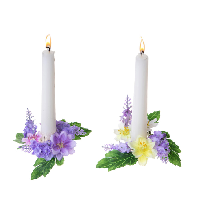 Giro Candela Lavanda/Dalie D.8 Cm - Pezzi 12 - 8X3X8cm - Colore: Viola - Bianchi Dino - Decori Casa E Complementi