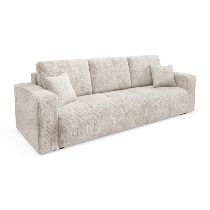 AURORE - Canapé 3 places en tissu texturé beige