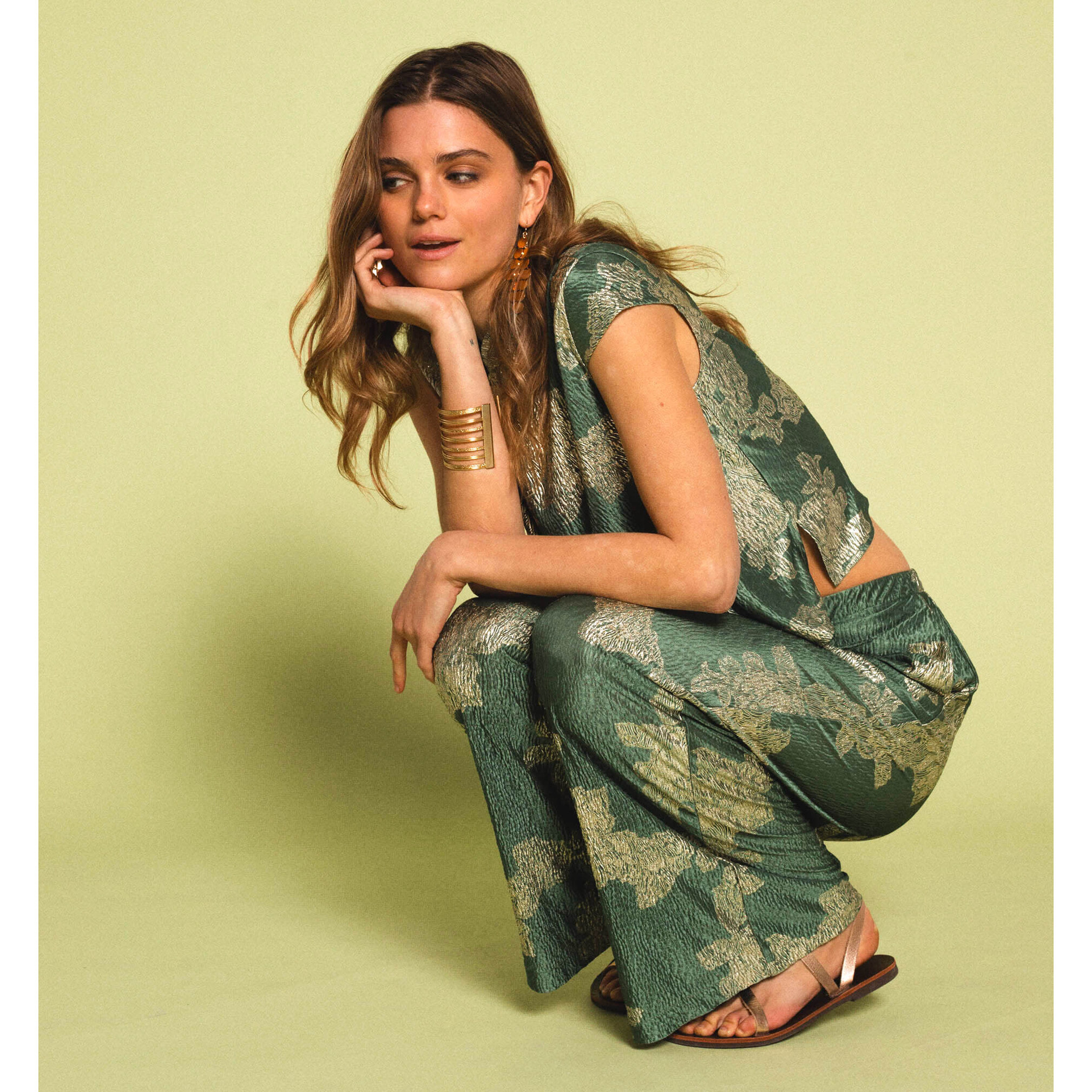 Pantalón jacquard fluido