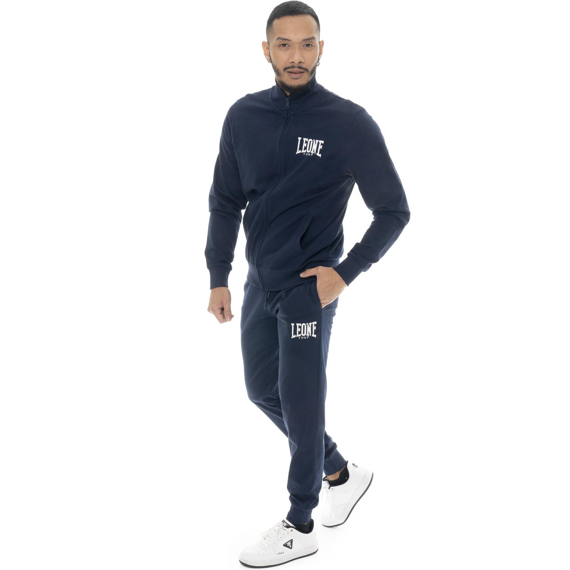 Tuta da uomo in cotone non garzato con colletto e zip Leone HJ