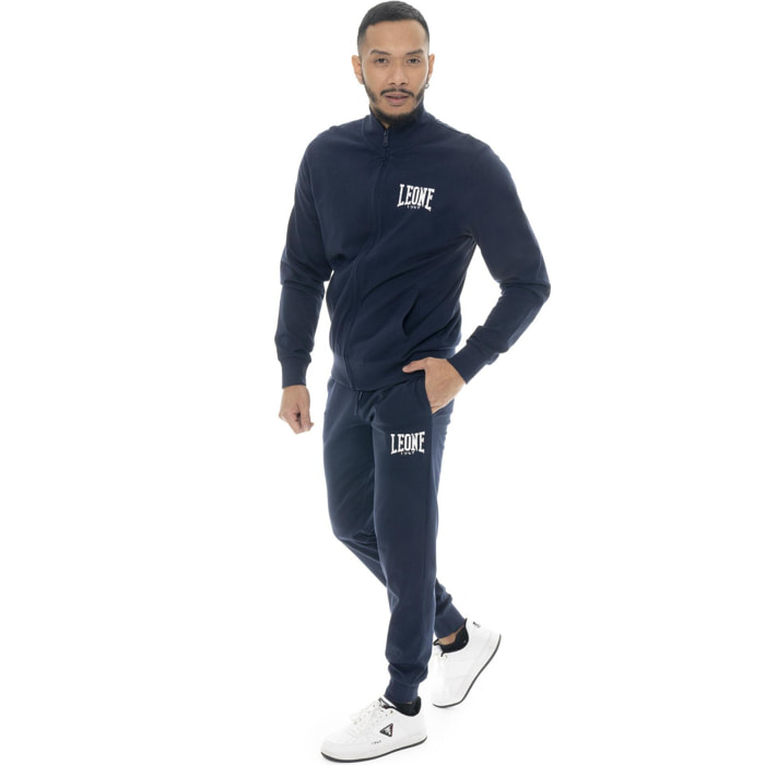 Tuta da uomo in cotone non garzato con colletto e zip Leone HJ