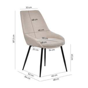 Chaise en tissu avec pieds fins en métal noir - 4 coloris - MONDO