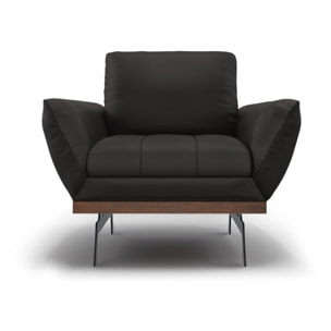 Fauteuil "Olivier" en cuir véritable noir