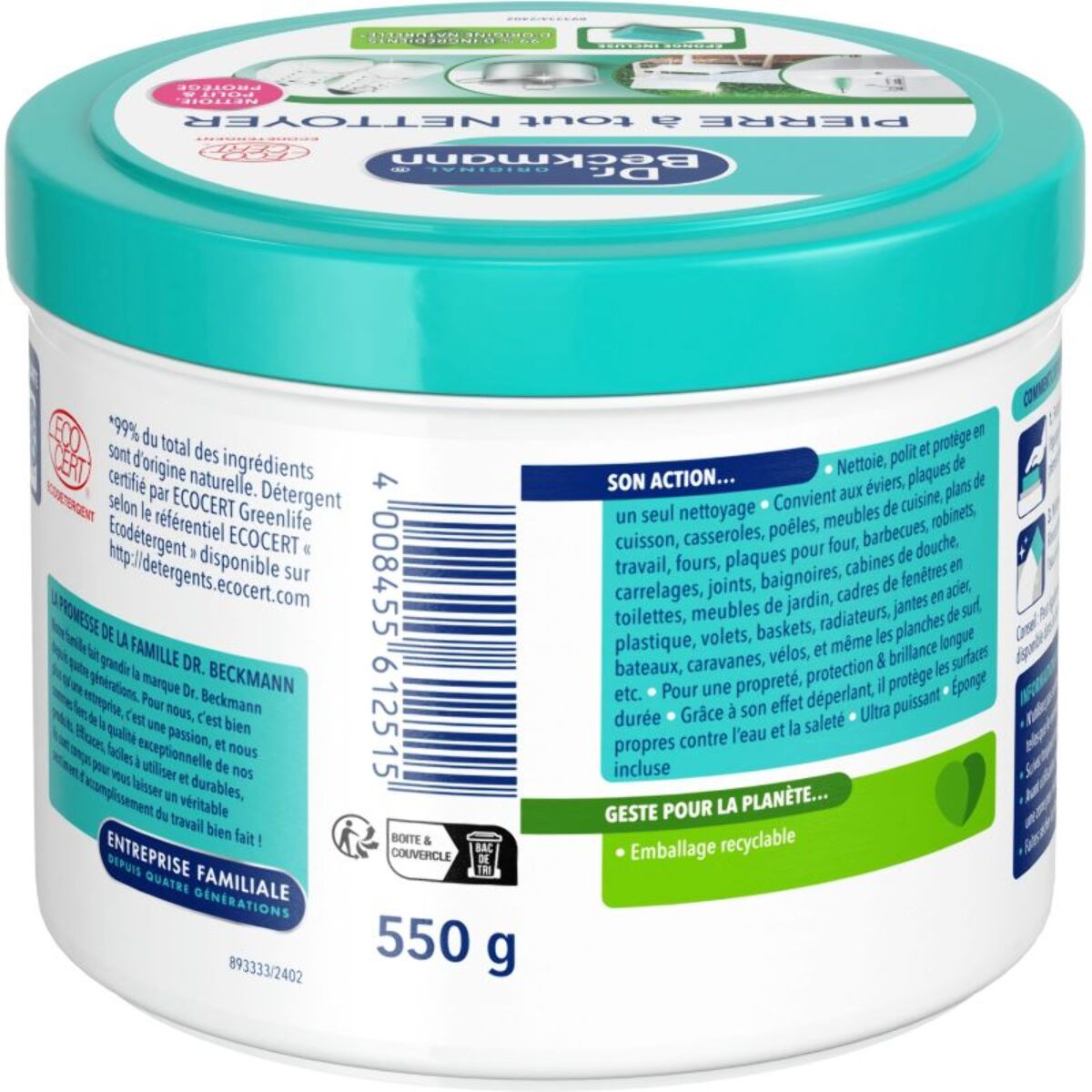 Nettoyant multi surfaces DR BECKMANN pierre à tout nettoyer 550g