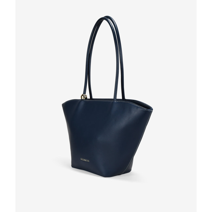 Bolso tote azul con cremallera