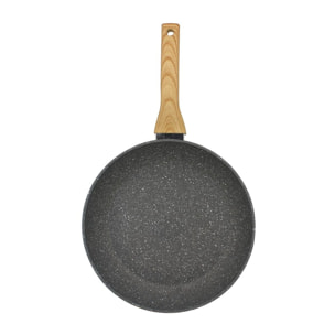 Poêle en aluminium effet pierre 28cm - tous feux CANNELLE