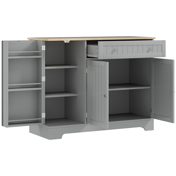 Buffet cuisine 3 portes 6 étagères tiroir coulissant dim. 105 x 40 x 83 cm effet bois gris