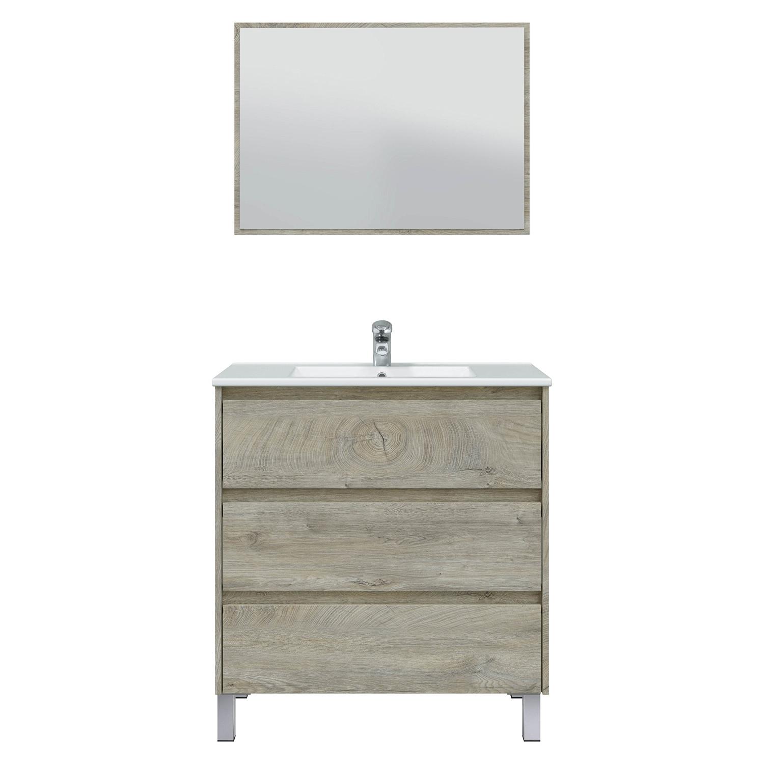 Mueble baño devin 3c 80cm color alaska con espejo, sin lavabo