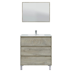 Mueble baño devin 3c 80cm color alaska con espejo, sin lavabo