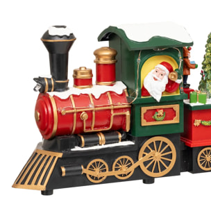 Village lumineux train Père Noël bonhomme de neige 12 LED musical