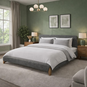 Lit Capucine avec tête de lit en tissu feutrine gris