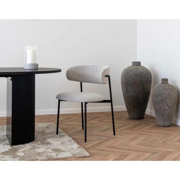 Erica - lot de 2 chaises en tissu bouclette - pieds en acier - Beige