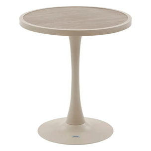 Table de jardin bistro "Ovialon" effet bois argile & lin en aluminium