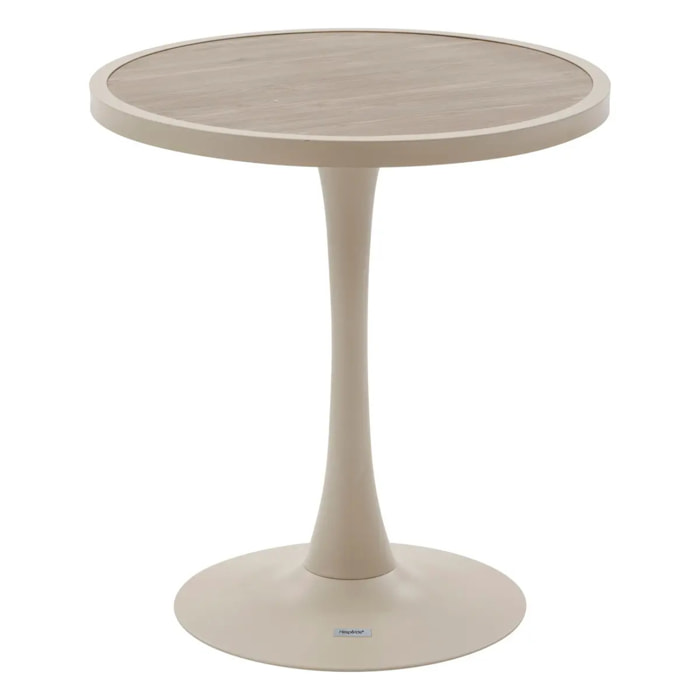 Table de jardin bistro "Ovialon" effet bois argile & lin en aluminium