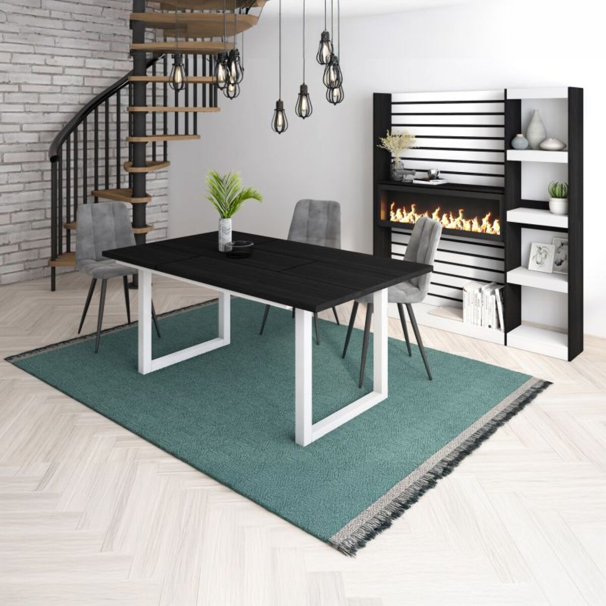 Mesa de comedor Altea 170 Negro Blanco