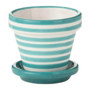 J-Line cache-pot Granada Stripes Handmade + Painted - céramique - aqua - extra small - Ø 17 cm
