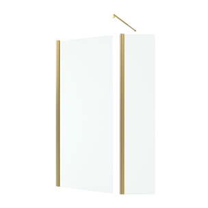 Paroi de Douche et Volet Pivotant 80+40x200 cm - Profilé + Barre de Fixation Or Doré Brossé