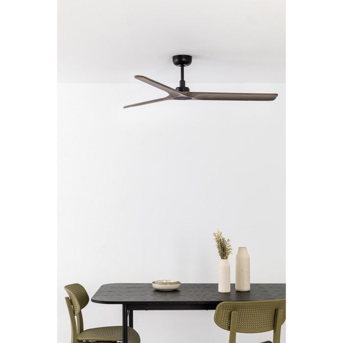 HEYWOOD M Ventilador negro/madera oscura DC