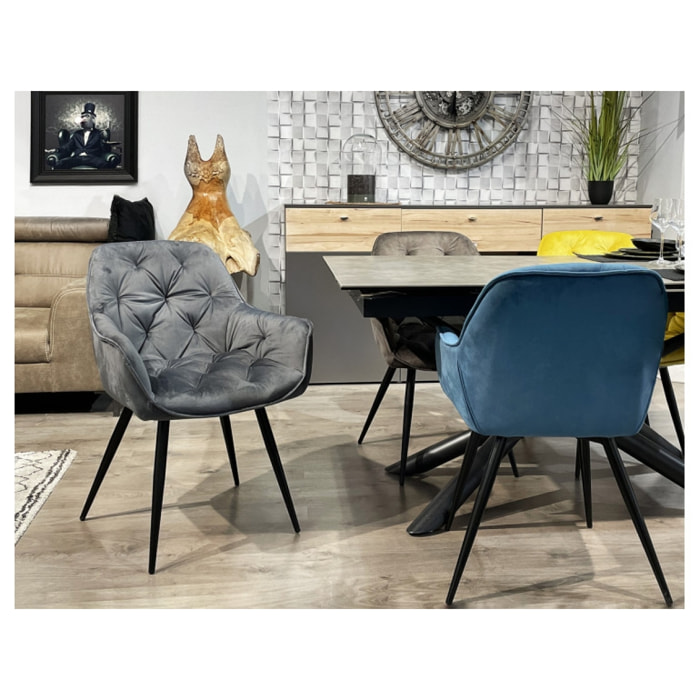 Lot de 2 chaises en velours capitonné avec accoudoirs - 5 coloris - PIANA