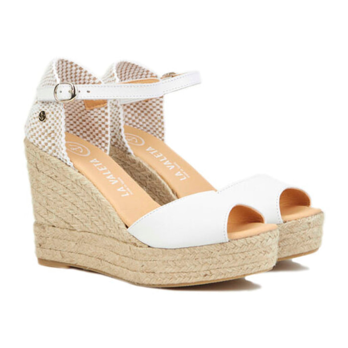 Sandalias de Cuña para Mujer - LA VALETA  BLANCO