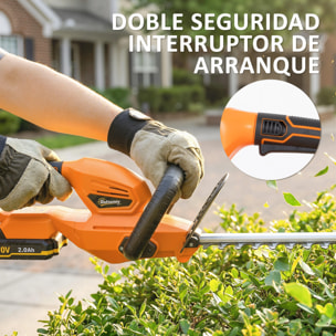 Tijeras Cortasetos Eléctrico, Cortasetos Batería 18V con Batería de 2000mAh, Hoja de Doble Acción de 51 cm, Motor sin Escobillas y Cargador para Setos, Césped, Naranja