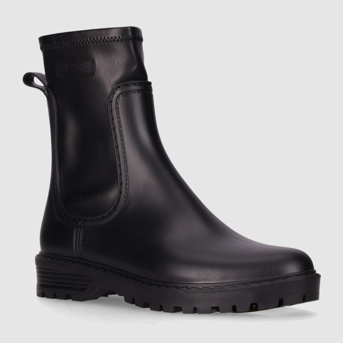 Botines de Piel Sintética - Negro - Tacón: Bajo