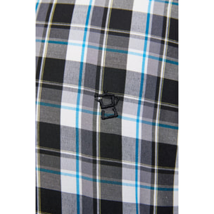 Camicia Uomo 2 Bottoni Button Down 7 Bottoni Slim Cotone Poliestere Quadro Grande Nero/Bianco