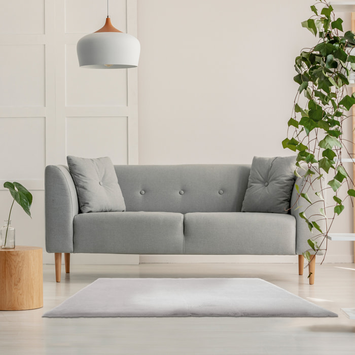 Tapis Imitation Fourrure Fin Ecru 120x170cm