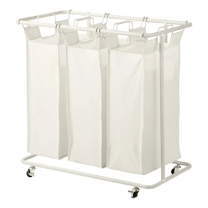 Panier à Linge Linea à Roulettes 3x47,7L Beige 79x44,8x79,4 cm
