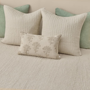 Colcha acolchada pespuntes Groma color marfil crudo 100% Algodón