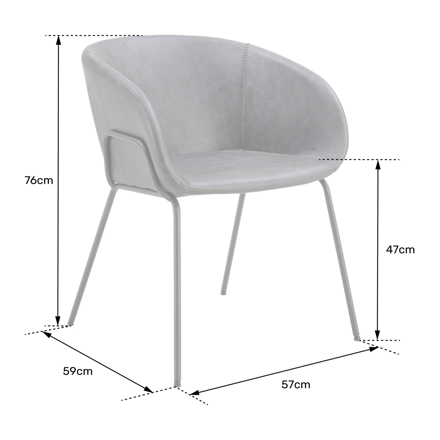 Lot de 2 chaises en simili cognac ANDRÉ