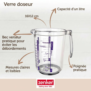Verre doseur 1L en plastique de haute qualité Fackelmann