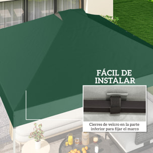 Toldo de Pérgola de Recambio 3x3 m Techo de Repuesto para Carpa Plegable de Jardín de Tela Oxford 210D con 8 Orificios de Drenaje y Doble Ventilación Protección UV 50+ SOLO TOLDO Verde